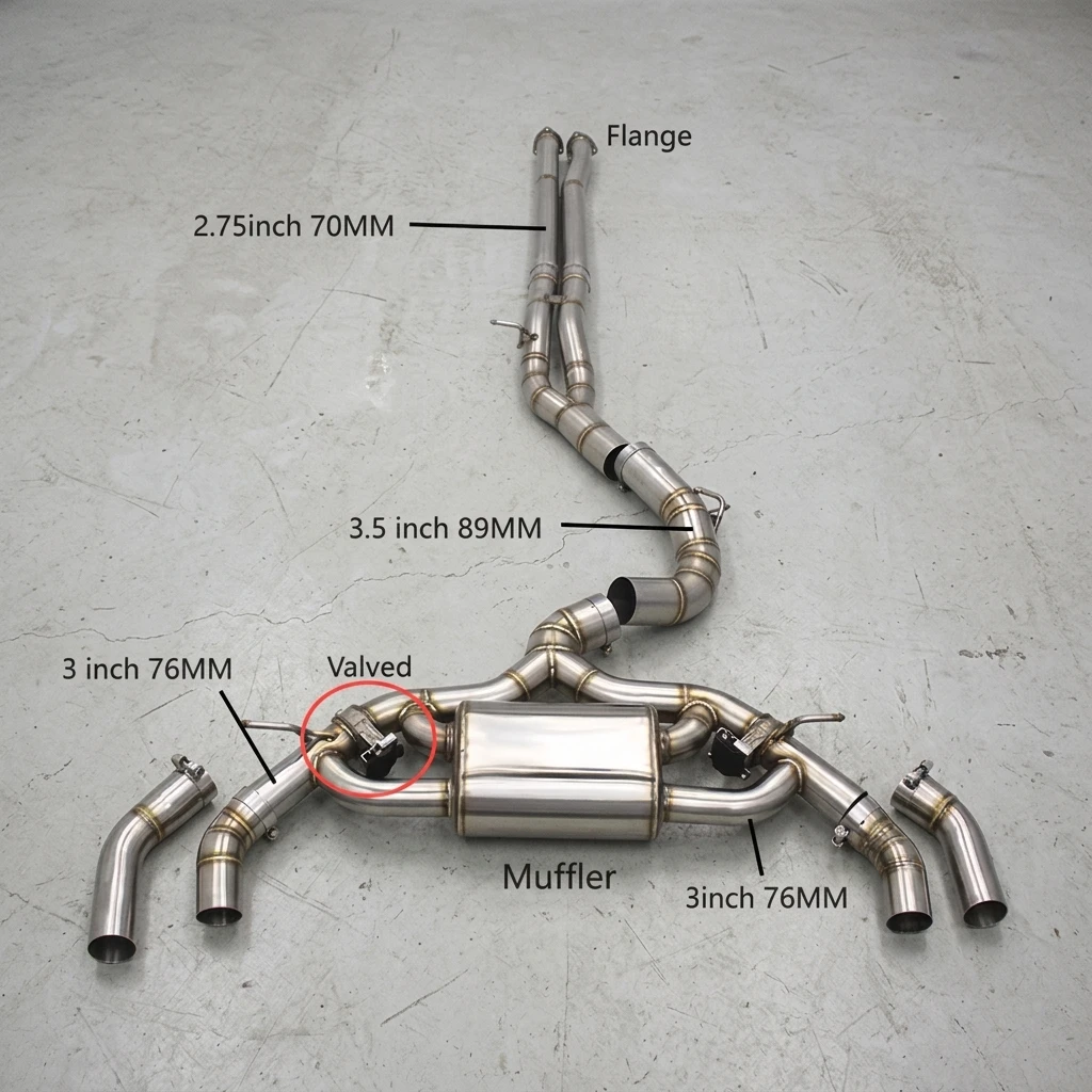 1 Catback Exhaust System For Audi Rs3 Ttrs 8y 2 5t 2017 2023 304 Stainless Steel Valvetronic Sport