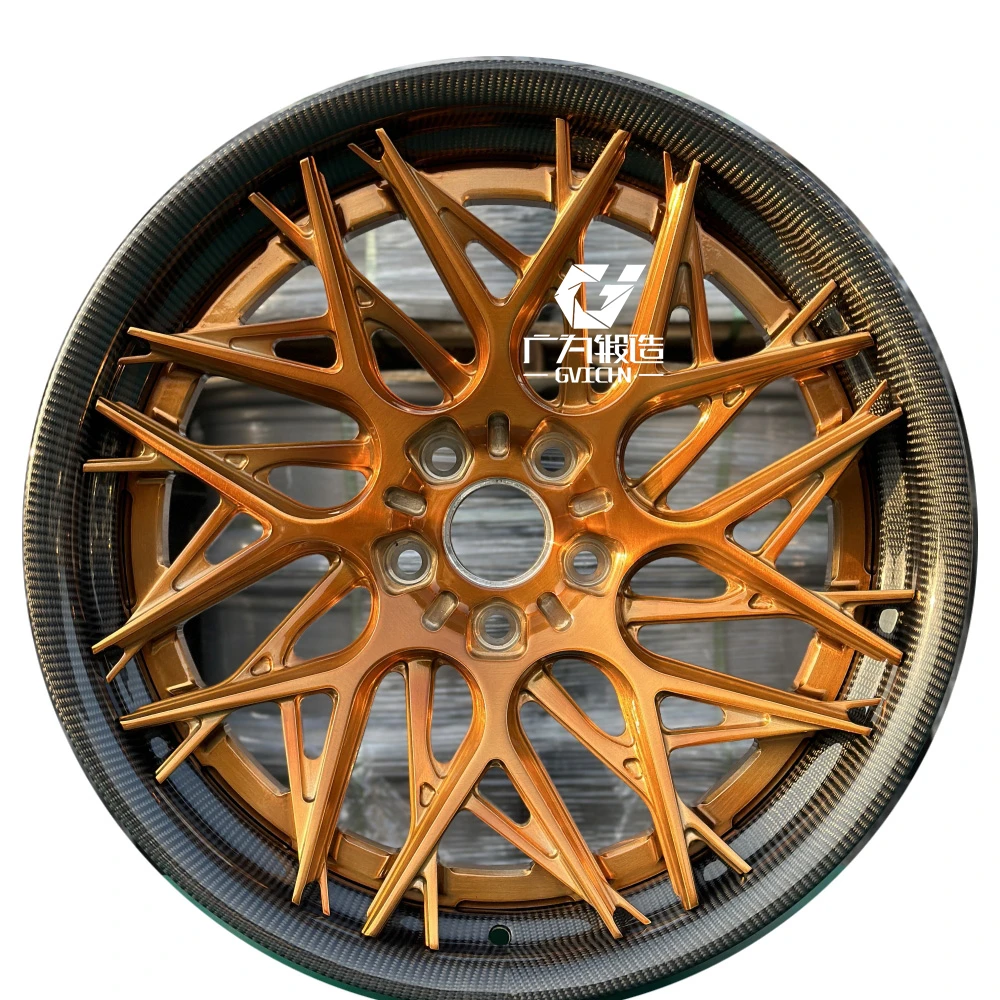 2 Piece Carbon Fiber Forged Deep Lip Wheels 5x112 5x120 5x13019 20 21 22 23 24 Inch Brushed Bronze