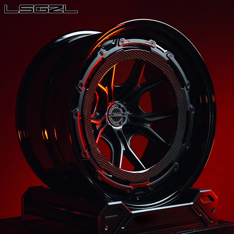 2-pieces Carbon Glossy Black Forged 16 18 20 21 22 24 26 Inch Hub 5x114.3 5x112 5x130 For Brand Car