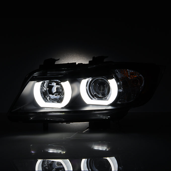 2005-2012 E90/E91 BMW 3 Series/M3 Snake-Eye LED Headlights - Yellow DRL | E90 Headlights & Angel Eyes โ photo 2