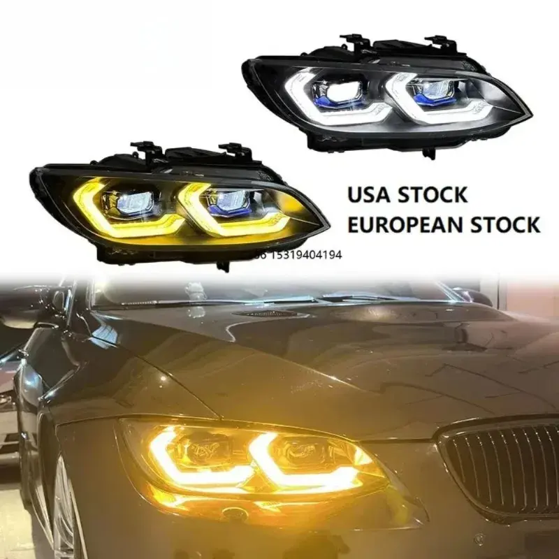2006-2009 E92/E93 BMW 3 Series LED Headlights - Yellow/White DRL, Plug and Play | Angel Eyes & Headlight Assemblies — photo 4