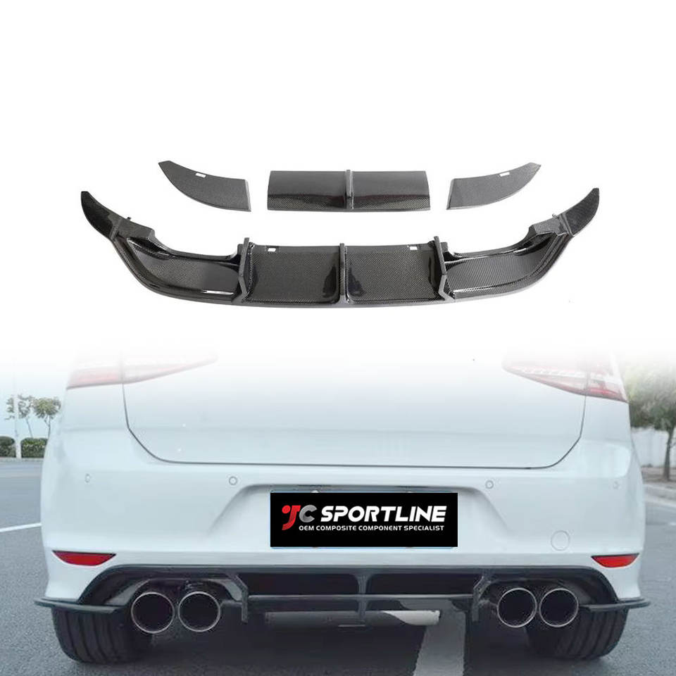 2014-2017 MK7 Volkswagen Golf R/R-Line Carbon Fiber Rear Bumper Diffuser Lip | Rear Valance & Diffuser — photo 2