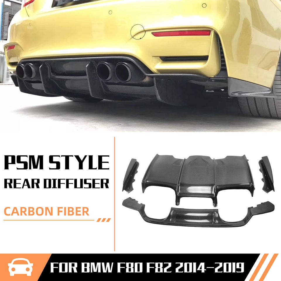 2014-2019 F80/F82/F83 BMW M3/M4 Carbon Fiber Rear Diffuser - PSM Style, 4-Piece | Rear Valance & Diffuser β photo 2