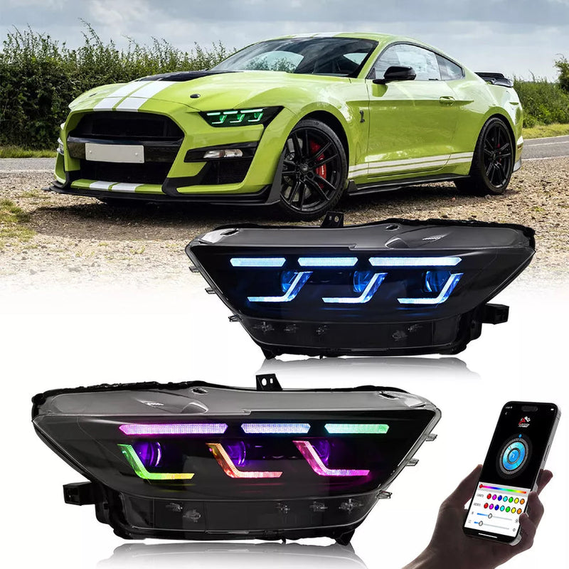 2015-2017 Ford Mustang RGB Demon-Eye DRL Kit - Phone App Controlled | Demon Eyes & Halo Rings