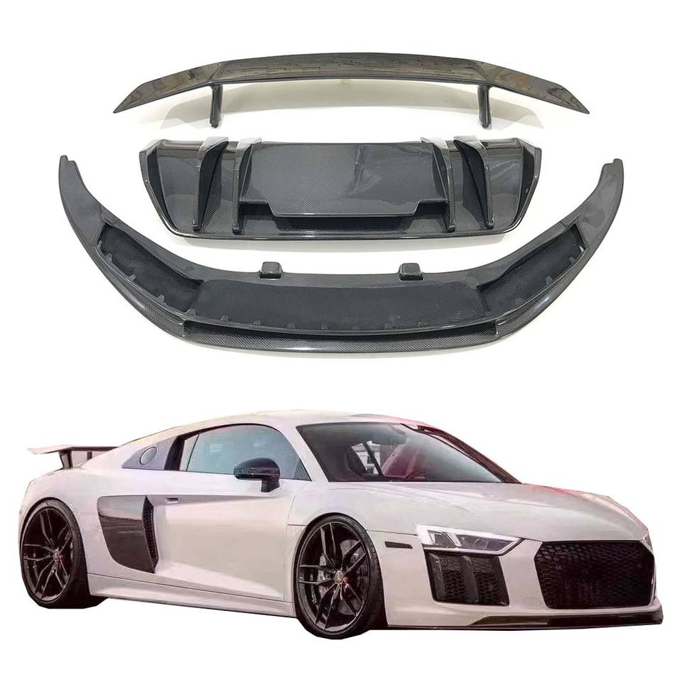 2017-2019 Audi R8 Carbon Fiber Body Kit - V Style: Front Lip, Rear Diffuser, Spoiler | Aero Kit & Ground Effects — photo 2