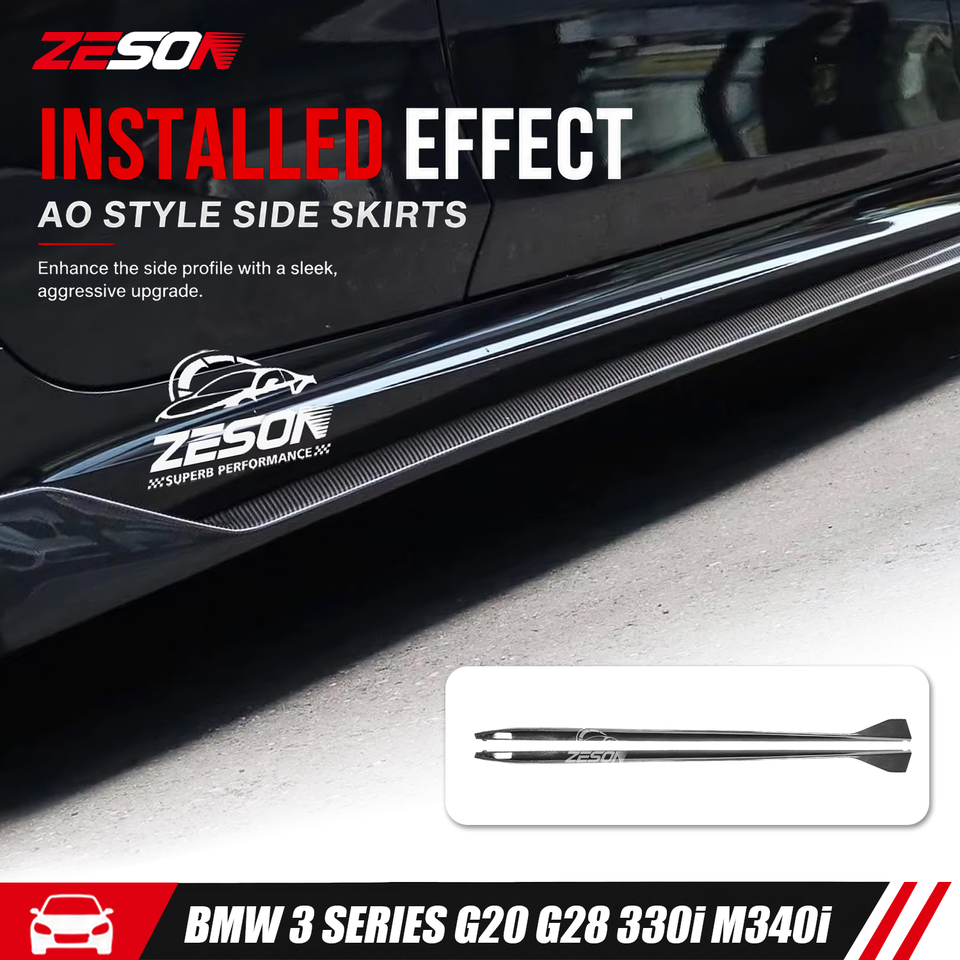 2019-2023 G20 BMW 3 Series (325i/330i/M340i) Carbon Fiber Side Skirts - AD Style | Rockers & Side Splitters — photo 2
