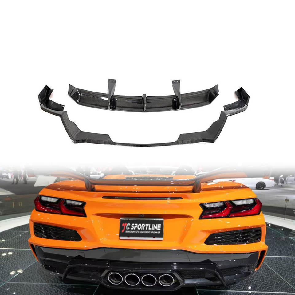 2023-2024 C8 Chevrolet Corvette Z06 Carbon Fiber Rear Bumper Diffuser - 2-Piece Set | Rear Valance & Diffuser