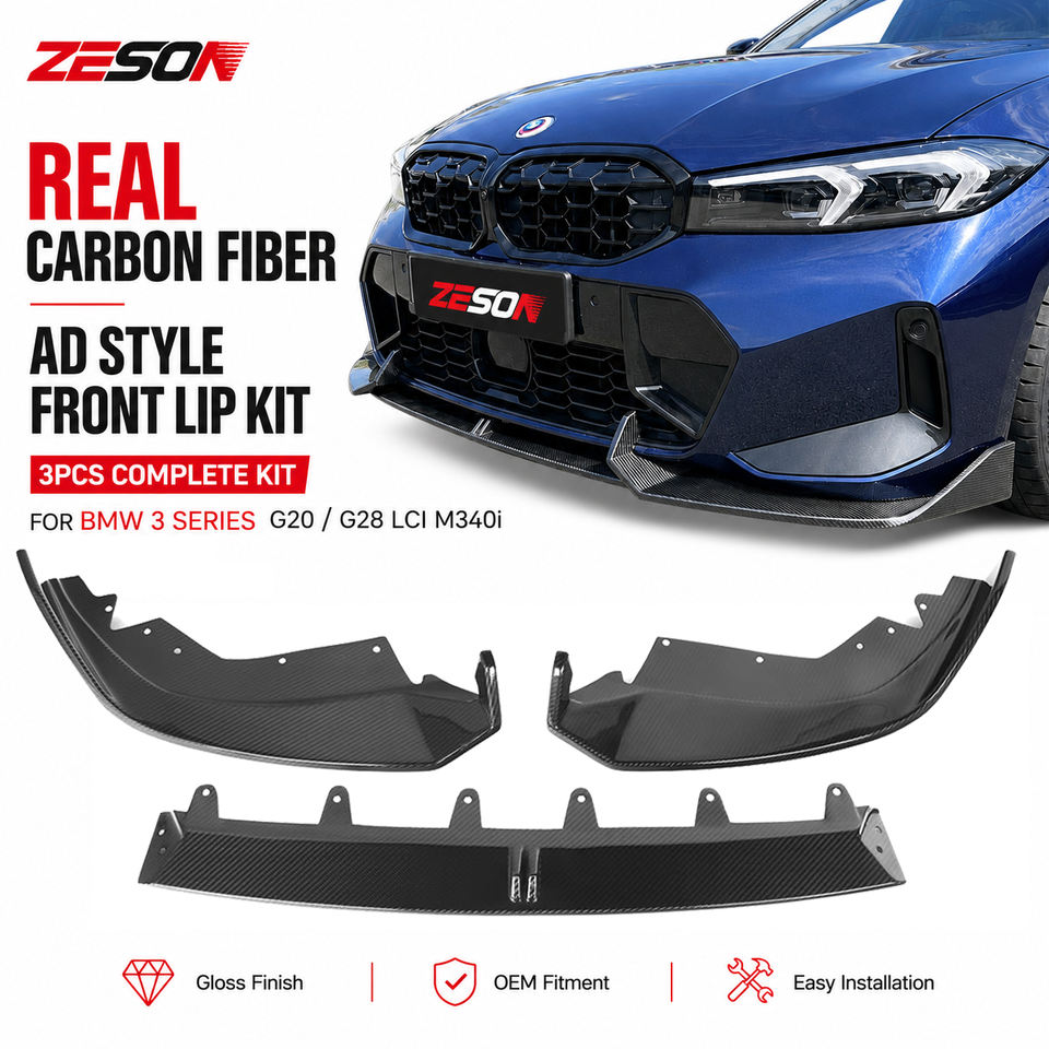 2023-2026 G20/G28 BMW 3 Series LCI (330i/M340i M Sport) Carbon Fiber Front Lip - AD Style | Splitter & Chin Spoiler โ photo 2