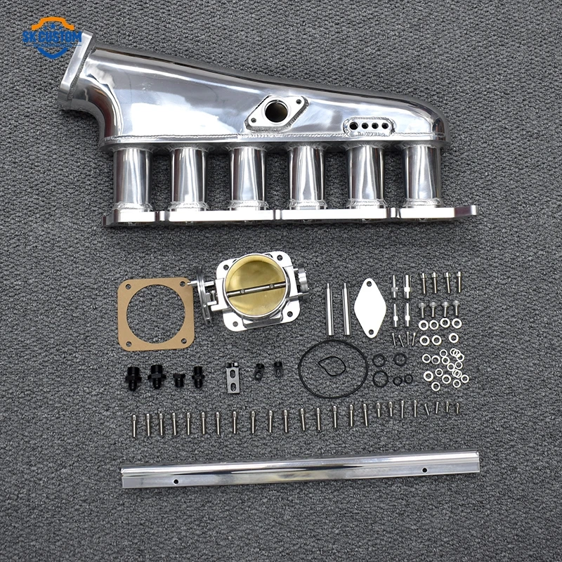 2jz Ge Gte Engine Aluminum 90mm Throttle Body 6 Injetor Intake Manifold Fuel Rail