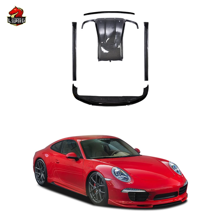 911 V Style Carbon Fiber Kit For Porsche 911 991.1 Upgrade V Style Body Kit Front Lip Rear Diffuser