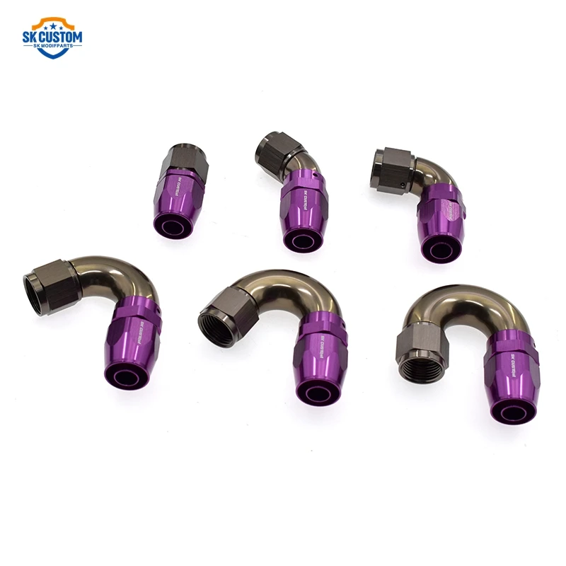 An6/an8/an10 One Piece Hose End Forged Aluminum Alloy Swivel Fuel Fitting Adapter 45° 90°