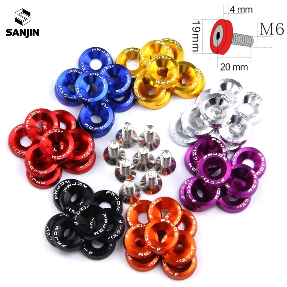 Anodized Billet Aluminum Fender Bumper Washer Bolt Engine Bay Screw Dress Up Kit Jdm Din Standard Bolts