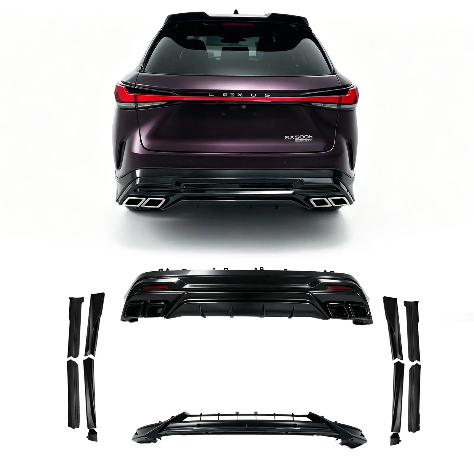 Body Kit Carbon Body Kit Front Lip Rear Lip Spoiler Body Kit Black For 2023-2026 Lexus Rx350 Rx500 Rx450 F-sport