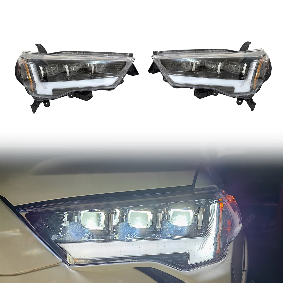 Car Lights Led Daytime Running Light Headlight For 2014-2024 Toyota 4runner Drl Sequential Turn Signal Head Lamp