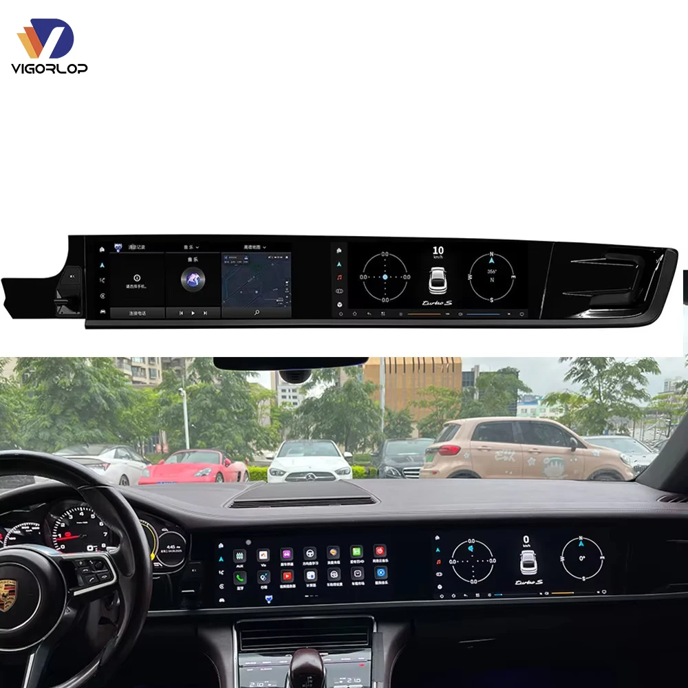 Car Monitor Auto Parts Dual Screen Left-hand Drive Car Stereo Video Wireless Carplay Interface For Porsche Panamera 2017-2023