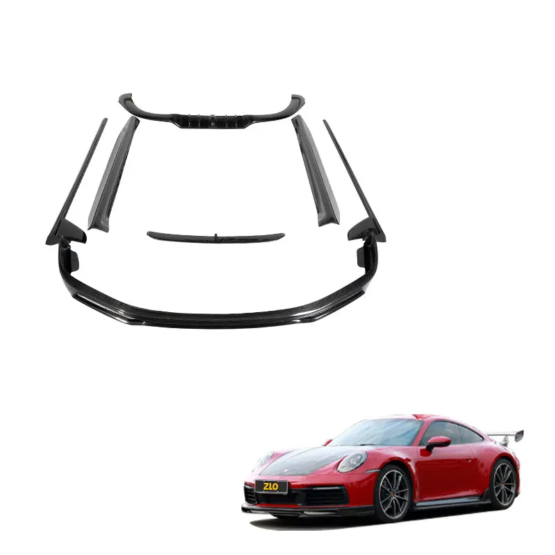 Car Parts 911 992 Carrera Carreras Dry Carbon Fiber Front Lip Rear Diffuser Side Skirt Tkt Bodykit