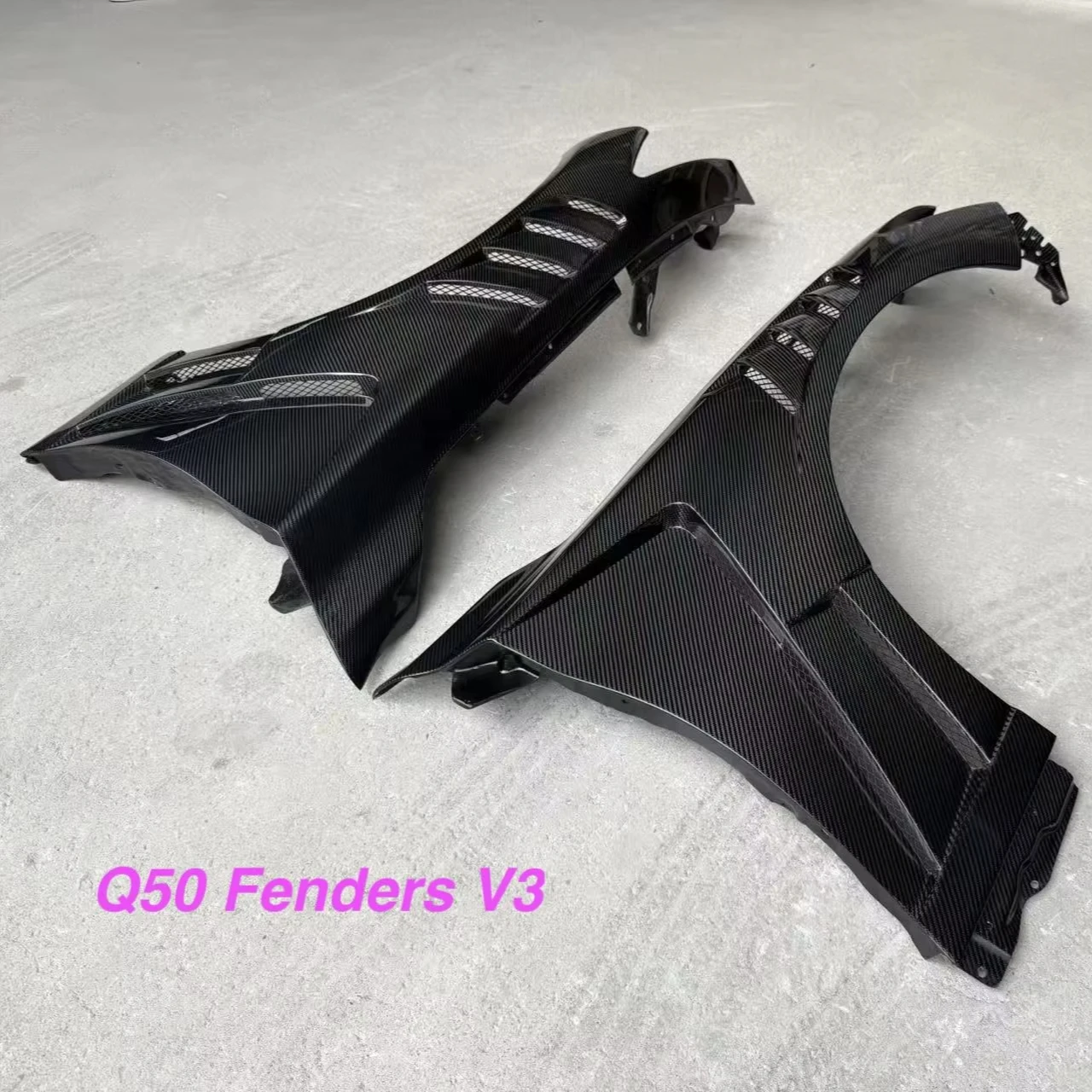 Carbon Fiber Fenders With Vents For Infiniti Q50 2014+ Carbon Fiber Side Fenders V2 With Vents