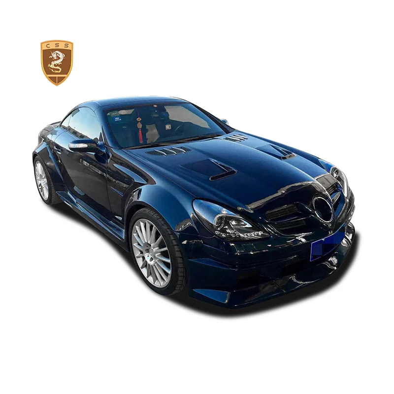 Carbon Fiber+fiberglass Car Bumper Kit Side Skirts Fender Flares Engine Cover For Mercedes Benz Slk