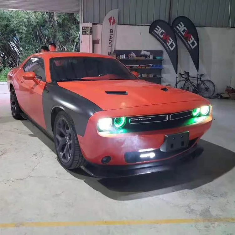 Carbon Fiber Front Lip,Side Skirts,Rear Diffuser For Dodge Challenger Front Splitter