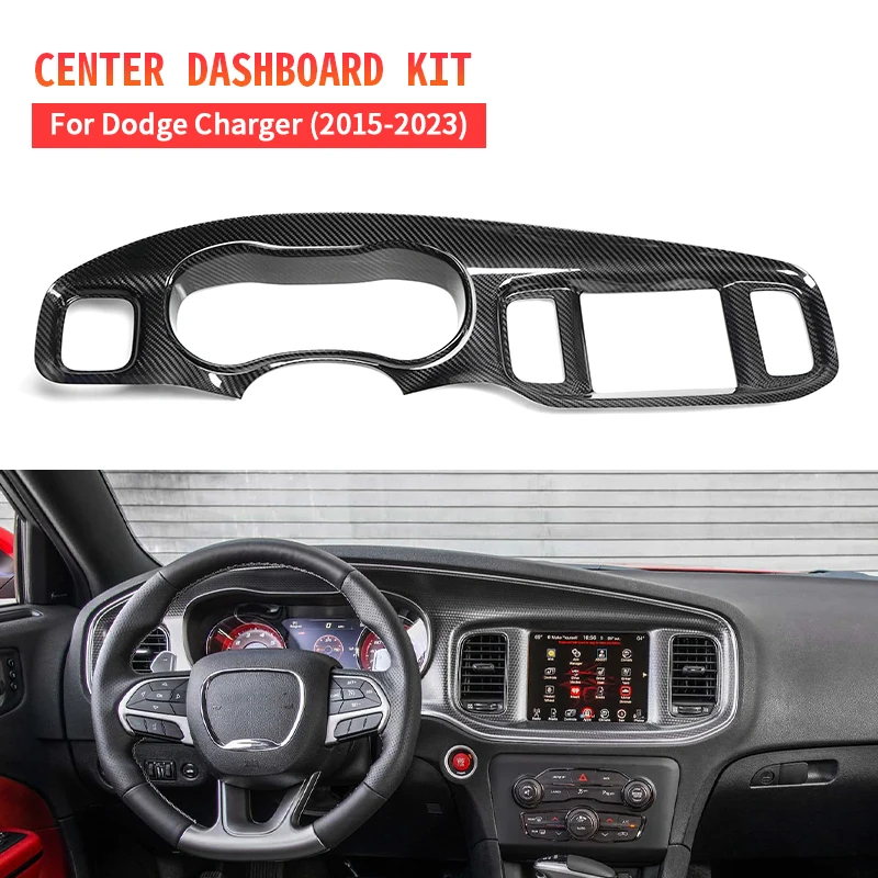 Carbon Fiber Interior Center Dashboard Kit 2pcs For Dodge Charger 2015-2023