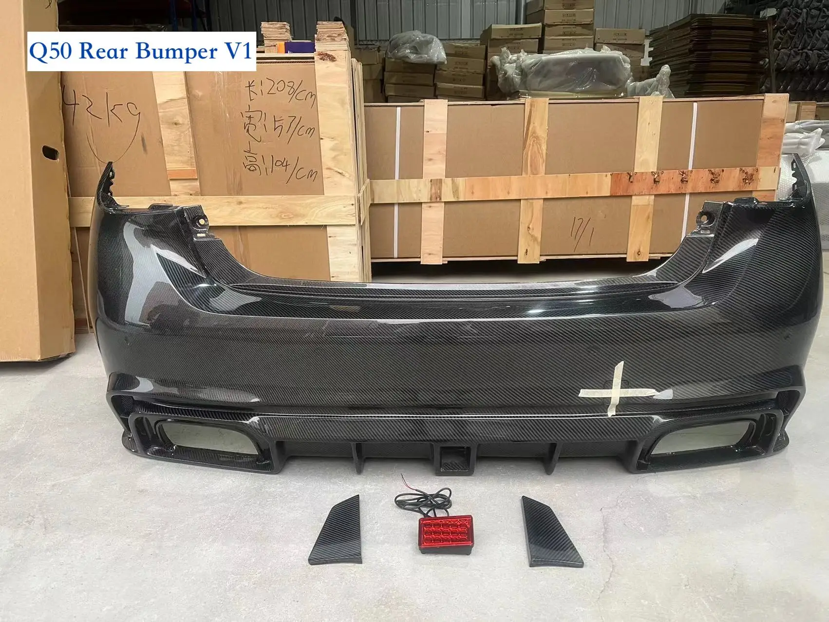 Carbon Rear Bumper For Infiniti Q50 2014+ Rear Bumper With Led Diffuser
