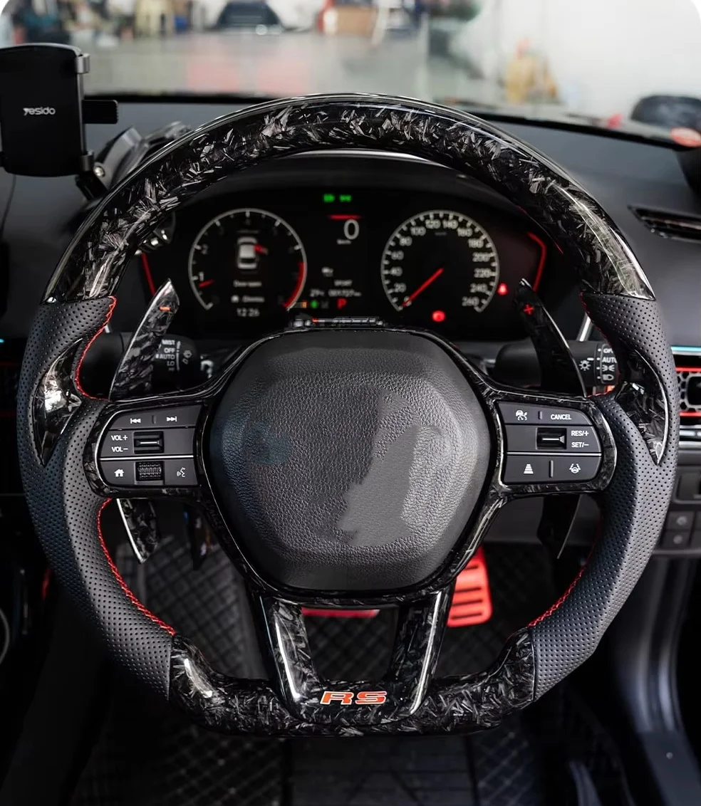 Customized Carbon Fiber Steering Wheel For Honda Civic 11th Generation 2021 2022 2023 2024 Automotive Interior Accessories