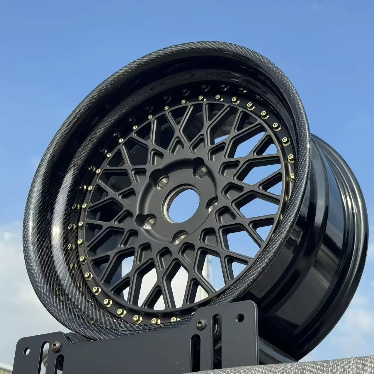 Deep Dish Pure Carbon Fiber Rims Two-piece Forged 5x114.3 5x112 5x110 5x130 Wheels Matte Black