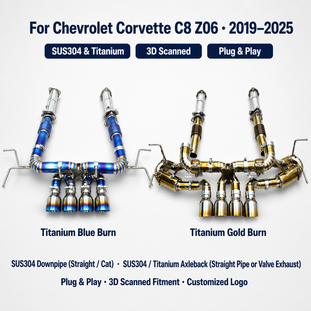 Direct-fit Downpipe Titanium Catback for Chevrolet CORVETTE C8 Z06 2019-2025 Exhaust Catted Header OEM Valve Exhaust System