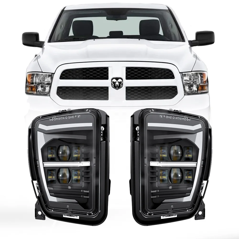 Dodge Ram 1500 Pickup 2013-2017 Led Fog Light Black/chrome Inner Bezel Available Fog Lamp With Drl