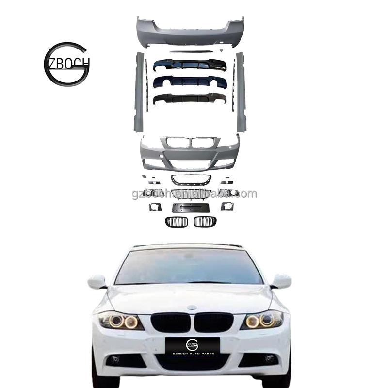 E90 LCI M Sport Body Kit for BMW 3 Series to M Tech Front Bumper Grille and Rear Bumper Side Skirts E90 Car Bumper
