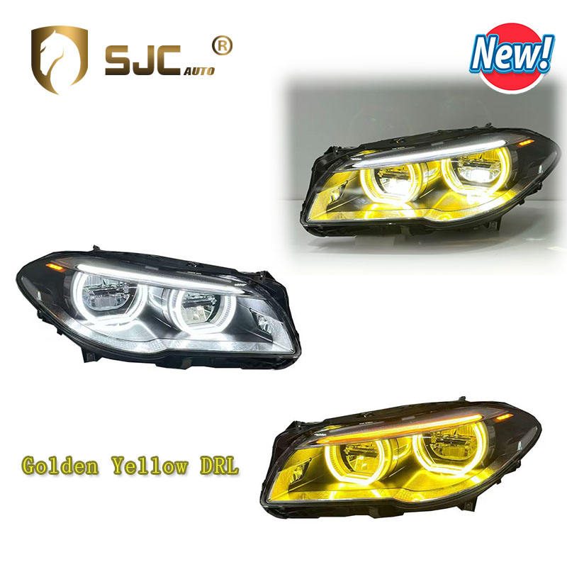 F10/F18 BMW 5 Series LED Angel Eye V2 Headlights - Dual Color White/Yellow DRL Switchback | F10 Headlights & Demon Eyes — photo 4