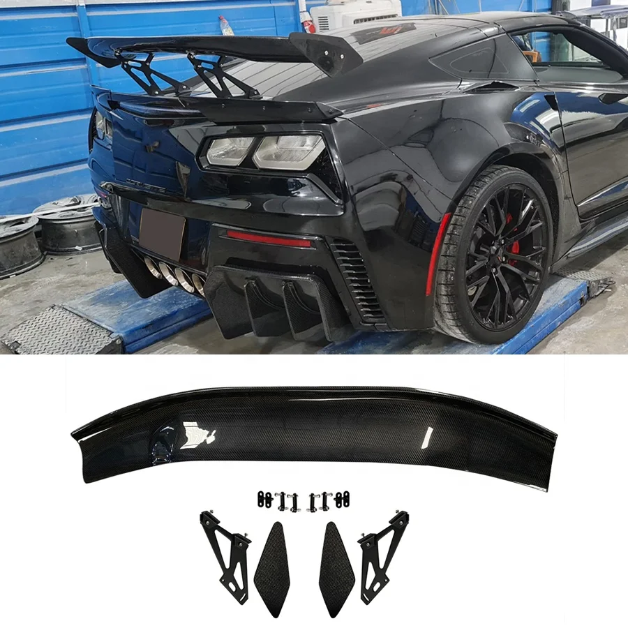 Factory Direct Carbon Fiber High Wing Rear Spoiler For Chevrolet Corvette C7 Z06 2014-2019 Trunk