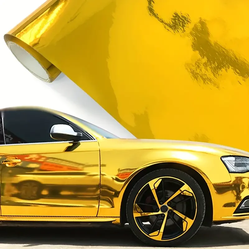 Factory Direct Sales Pvc Car Stickers Gold Film Scratch Resistant Vinyl Protective Stretchable Mirror Packaging For Body Body