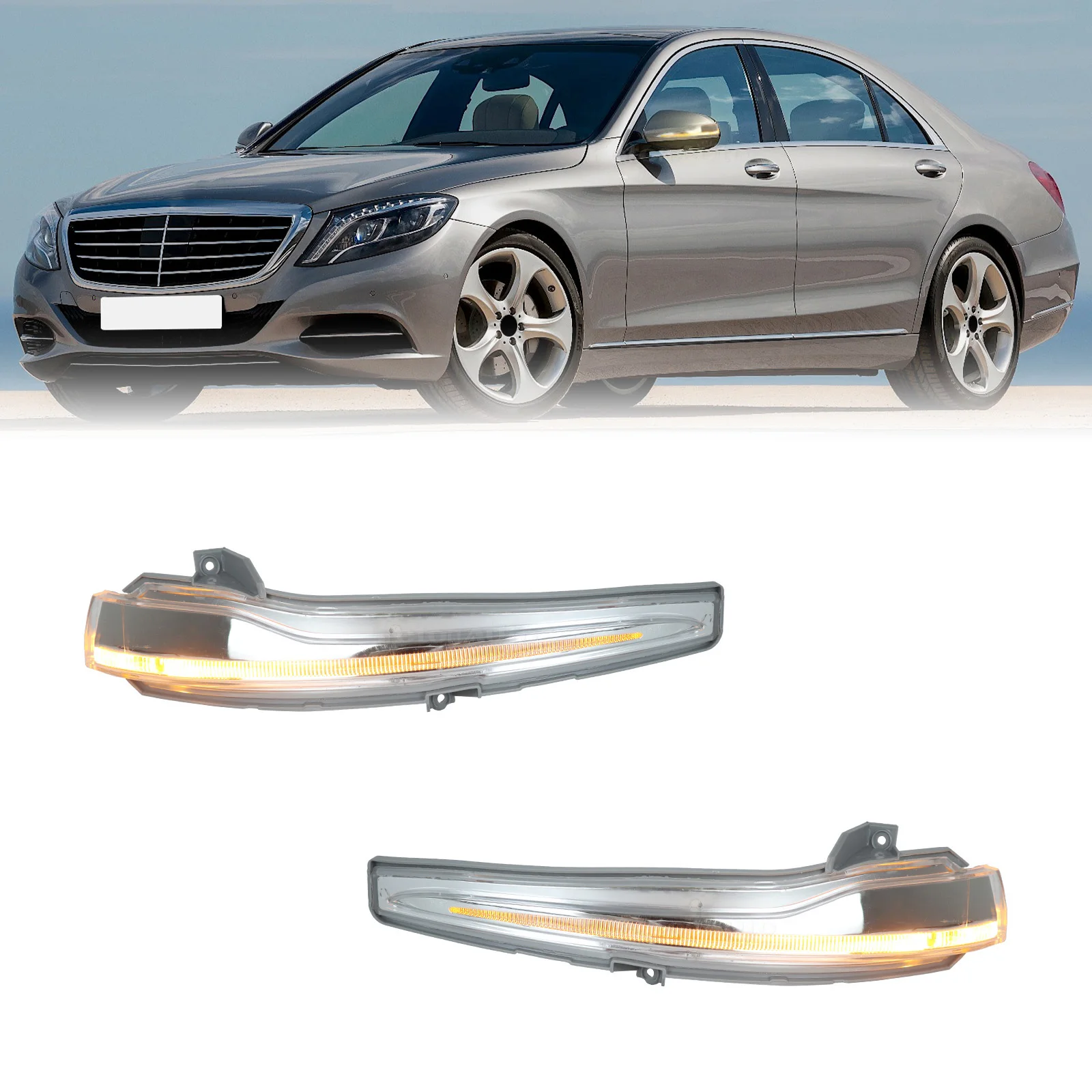 Fetonauto Led Amber Mirror Non-dynamic Turn Signal Lights For W205/e/w213/w222/x253 Oem Rear View Sequential Indicator Lamps 12v