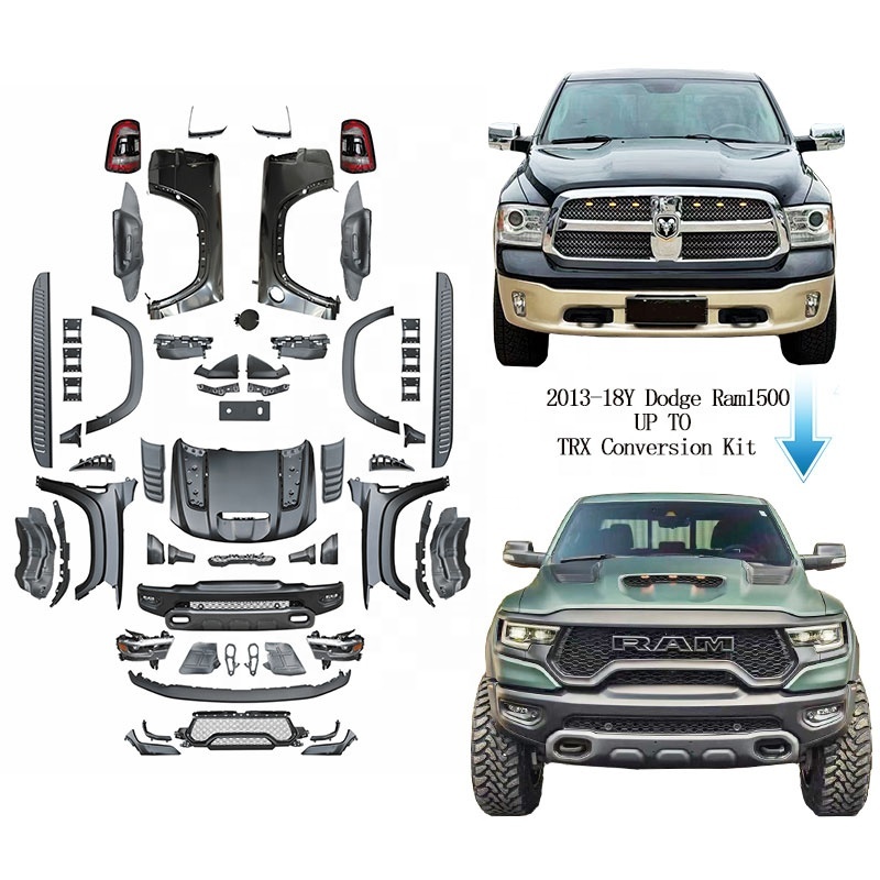 For 2013-18y Ram 1500 2500 Upgrade To 2021 Trx Car Auto Body Kit Parts Conversion Kit Accessories Bumper Headlight For Dodge
