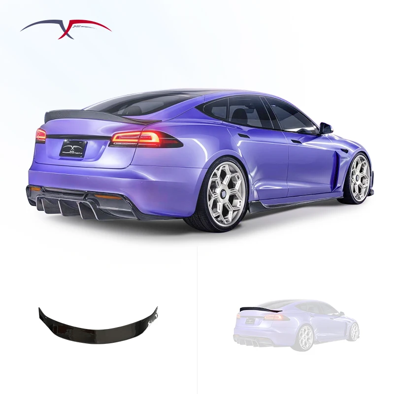 For Tesla Model S 2020-2024 Body Kit Upgrade V-style Carbon Fiber Duck Spoiler Trunk Spoiler Rear Wing Car Modification
