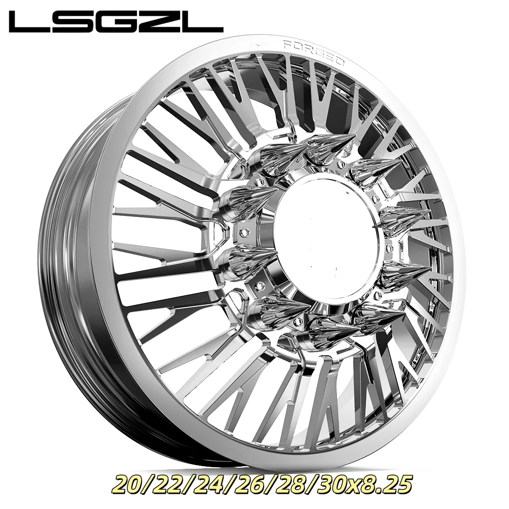 Forged Alloy Dually Rim For Gmc Gtr Polish Truck 8x6.5 8x165.1 8x170 8x180 8x200 8x210 10x225 22 24
