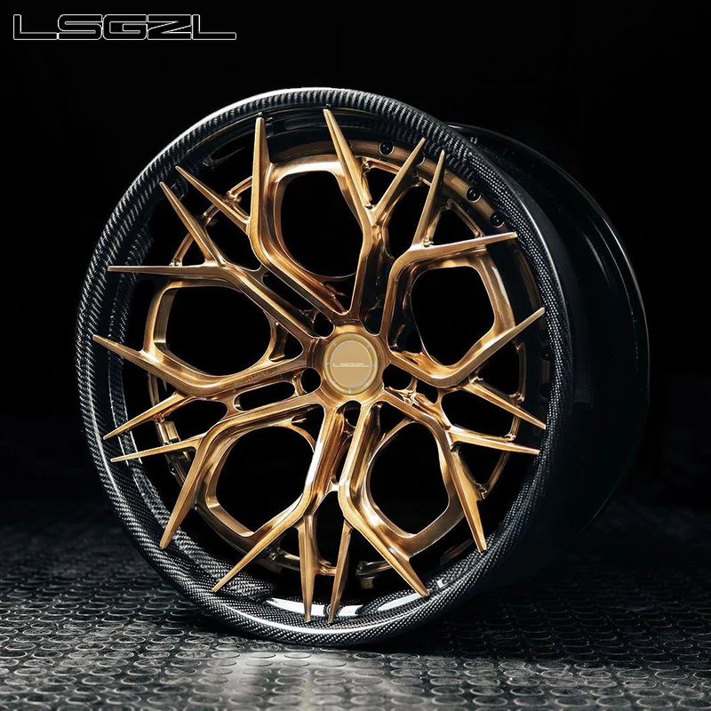 Forged Carbon Fiber 2-piece Custom 5x130 5x114.3 5x112 Alloy Rim 16 -26 Inch Concave Deep Dish