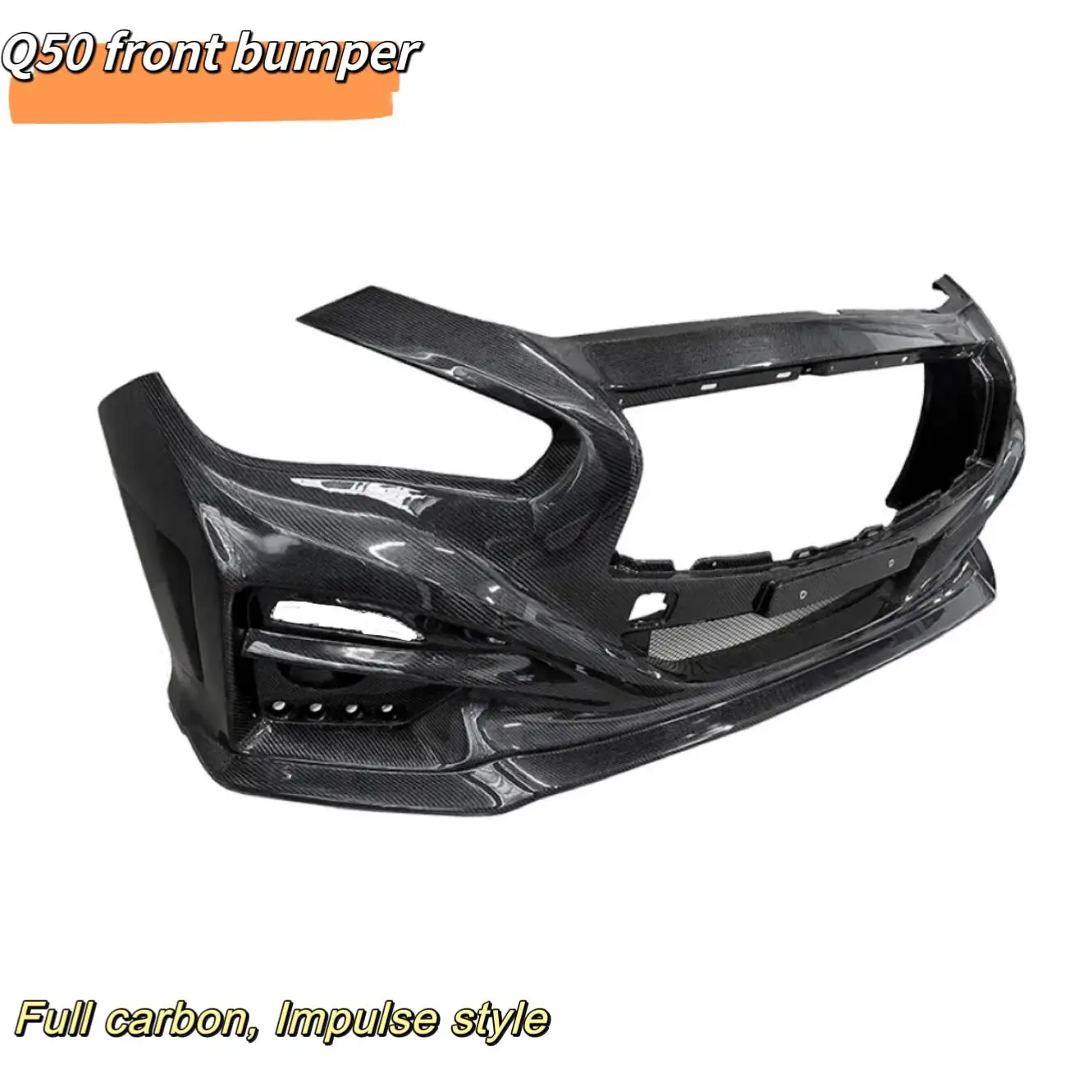 Full Carbon Fiber Front Bumper Impulse Style For Infiniti Q50 2014+ Regular Carbon Honeycomb Front