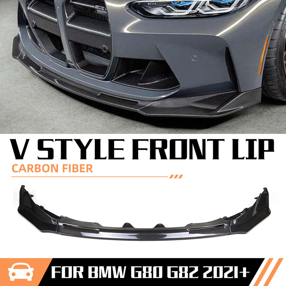 G80/G82/G83 BMW M3/M4 2021+ Carbon Fiber Front Lip - V Style, 3-Piece | Splitter & Chin Spoiler โ photo 2