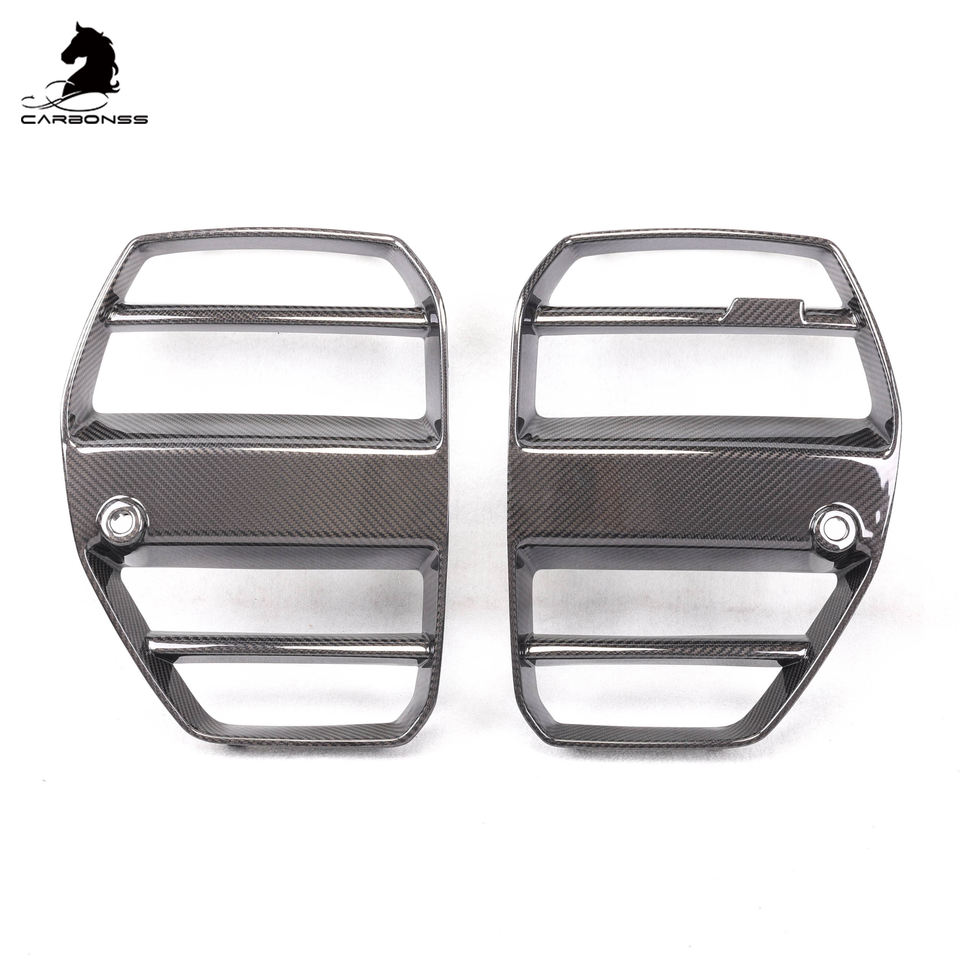 G80/G82/G83 BMW M3/M4 2021+ Dry Carbon Fiber Front Grille Trims - ST Type | Kidney Grille & Nostril Trims