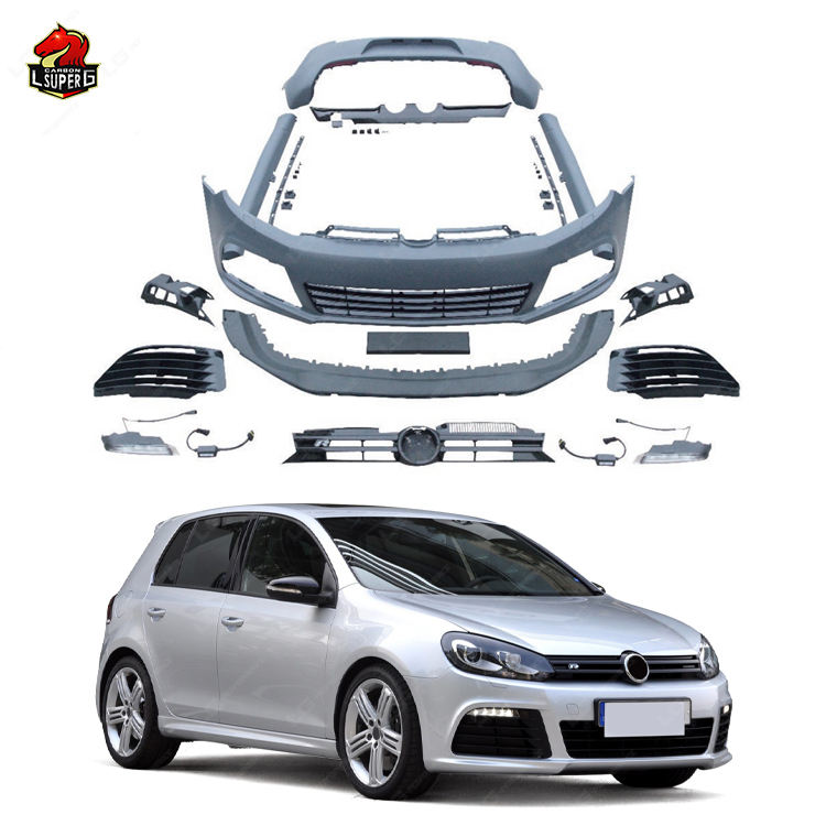 Good Price Upgrade to 6R Style Body Kit for Volkwagen Golf 6 Body Kit with Front Rear Bumper Grill Side Skirts