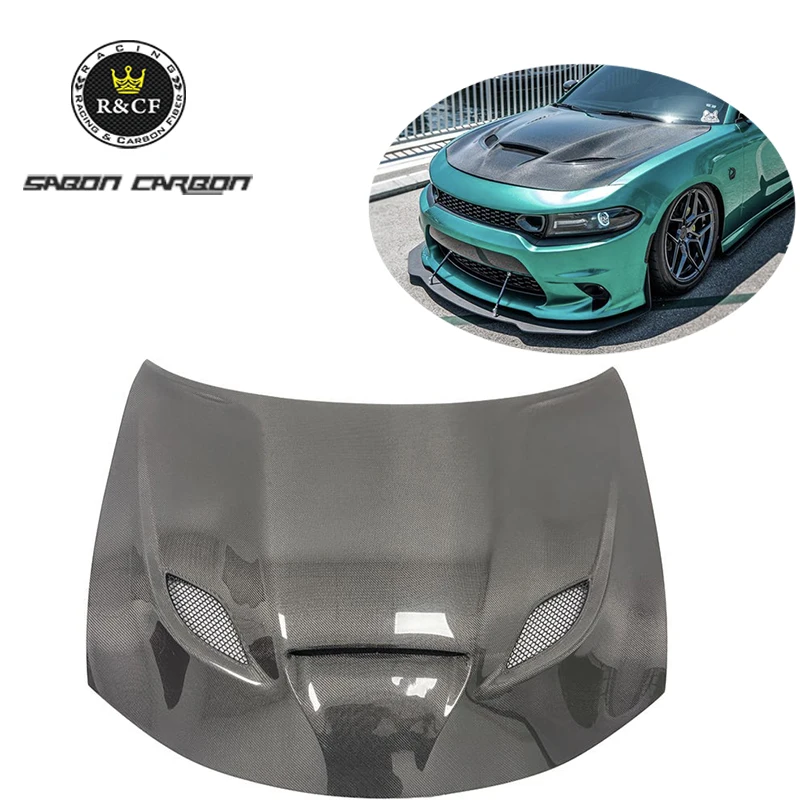 Hellcat Style Carbon Fiber Engine Hood For Dodge Charger 2015+