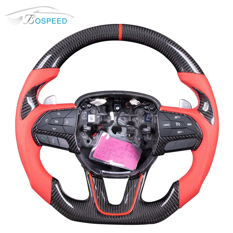 High Quality Carbon Fiber Car Steering Wheel For Dodge With Perforate Leather