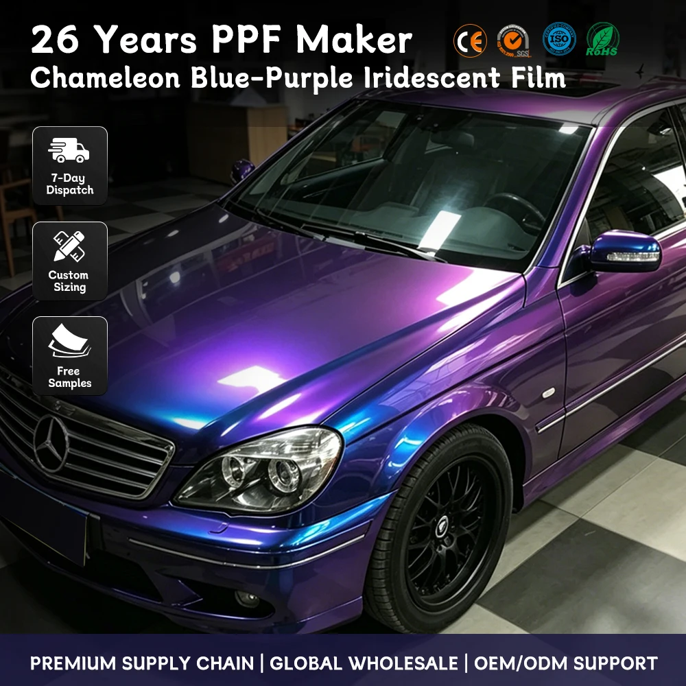 High-quality Phantom Blue/purple Chameleon Pvc Glossy Car Wrap Vehicle Wrap Paint Protection Film Car Stickers Vinyl