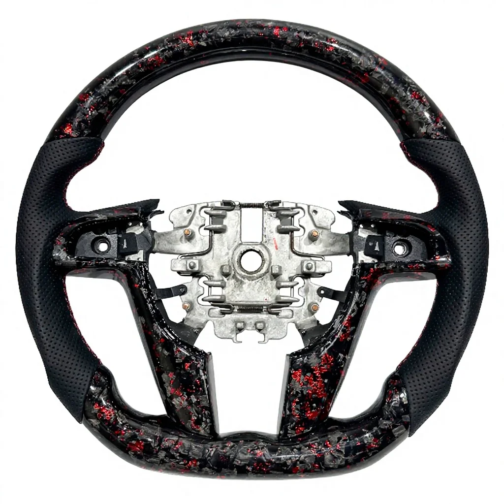 In-stock Red Forged Carbon Fiber Black Perforated Leather Steering Wheel For Holden Commodore Ve