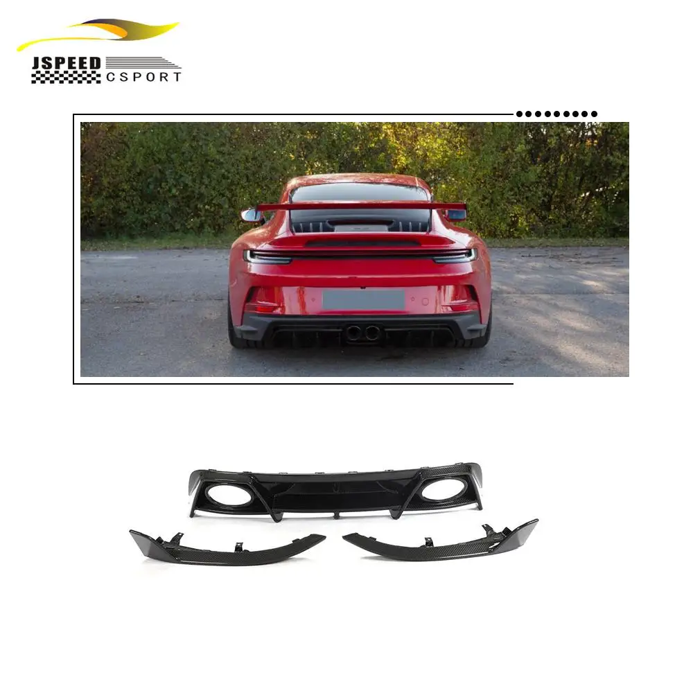 JCSPORTLINE Pre-preg Dry Carbon Fiber 992 Rear Bumper Diffuser For Porsche 911 992 Turbo S 2019-2020