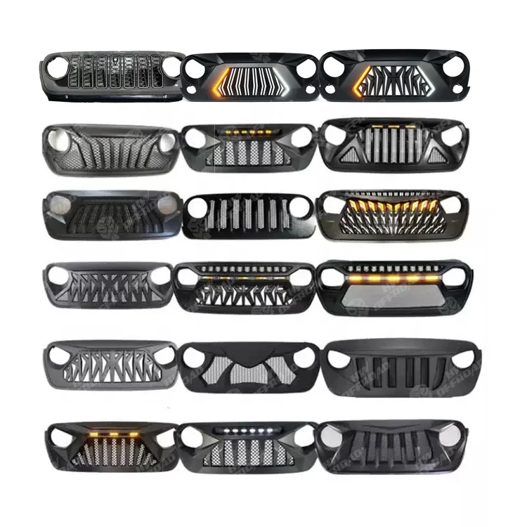 Jk Jl 2024 Jl Front Bumper Grill Shark Style With Led 4x4 Accessories Grille For Wrangler Jk Jl Gladiator Jt 2024