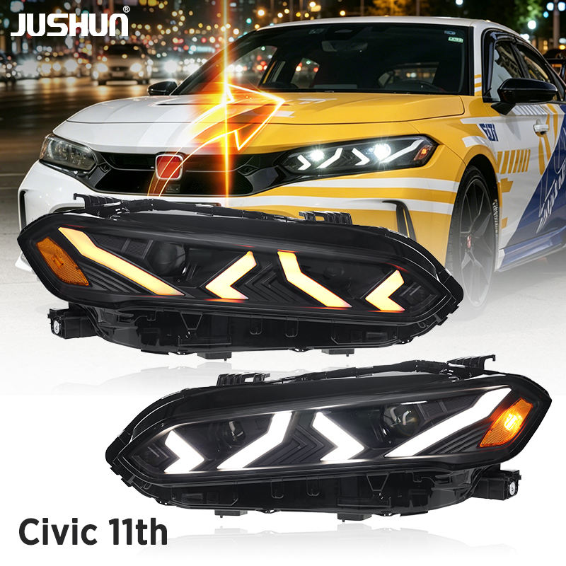 JUSHUN LED Headlight for Honda Civic 2022-2025 11th Gen Headlight with Sequential Honda Civic LED Head Light