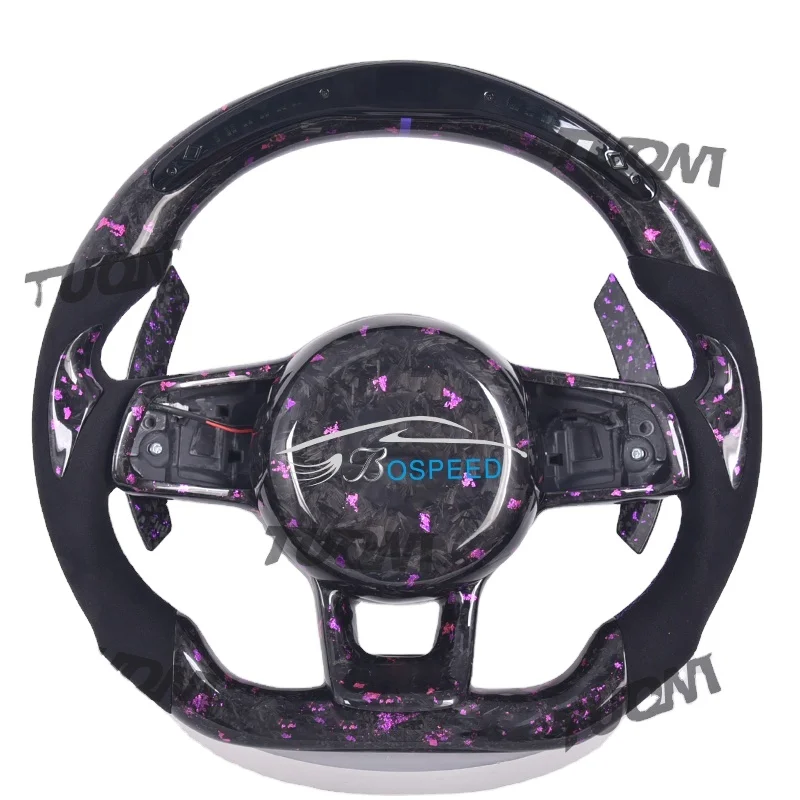 Led Carbon Fiber Steering Wheel For Volkswagen Vw Golf 7.5 7 Mk7.5 Mk7 Gti R Gtd Gte Polo Gti Tiguan Passat 2013-2020